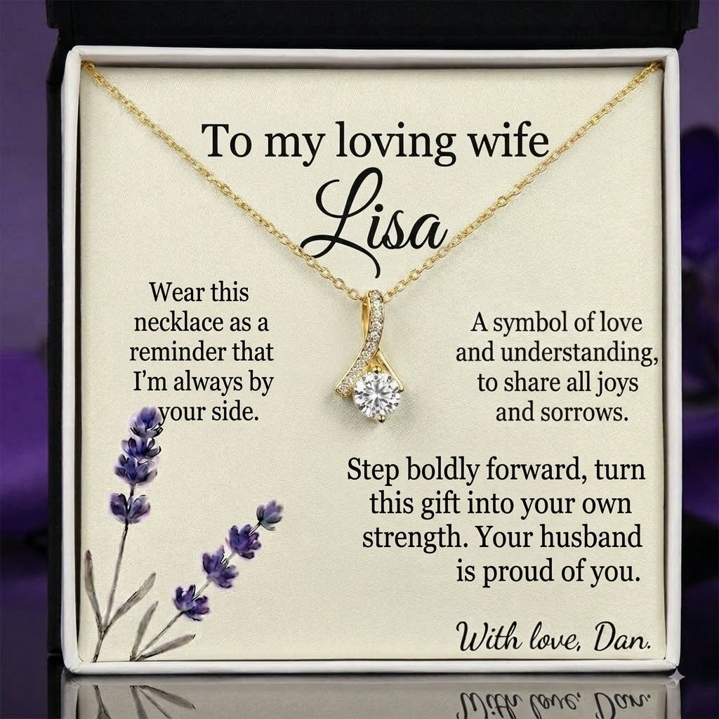 Personalized Love Necklace for Wife Girlfriend, Custom Name Necklace Gift with Message Card, Anniversary Birthday Jewelry Gift for Her