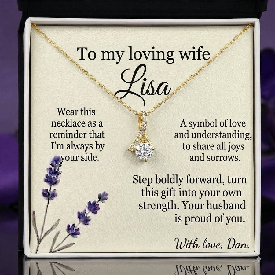 Personalized Love Necklace for Wife Girlfriend, Custom Name Necklace Gift with Message Card, Anniversary Birthday Jewelry Gift for Her