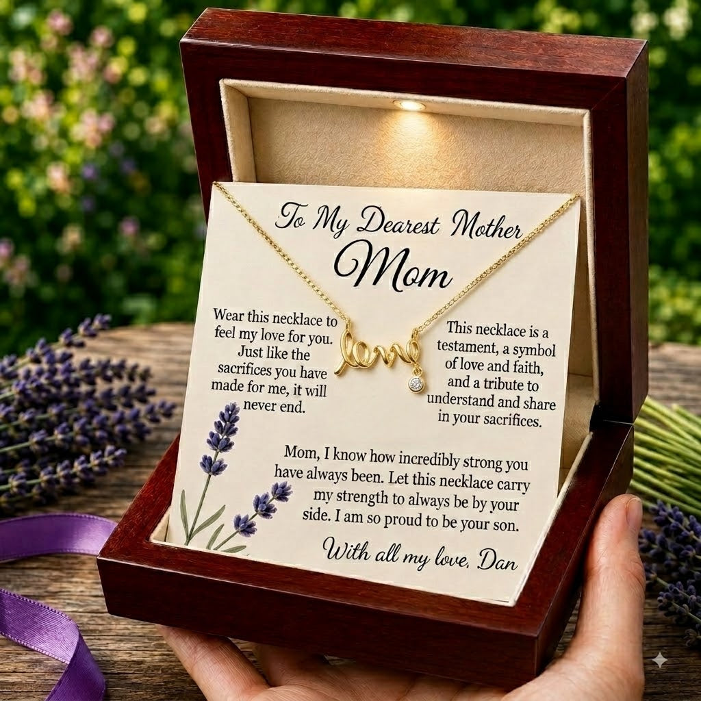 Personalized Love Necklace for Wife Girlfriend, Custom Name Necklace Gift with Message Card, Anniversary Birthday Jewelry Gift for Her