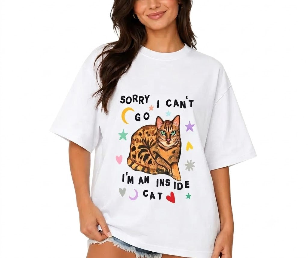 "Sorry I Can't Go" Funny Cat Graphic Tee