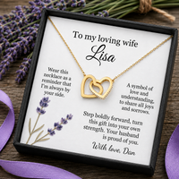 Personalized Love Necklace for Wife Girlfriend, Custom Name Necklace Gift with Message Card, Anniversary Birthday Jewelry Gift for Her