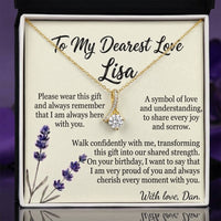 Personalized Love Necklace for Wife Girlfriend, Custom Name Necklace Gift with Message Card, Anniversary Birthday Jewelry Gift for Her