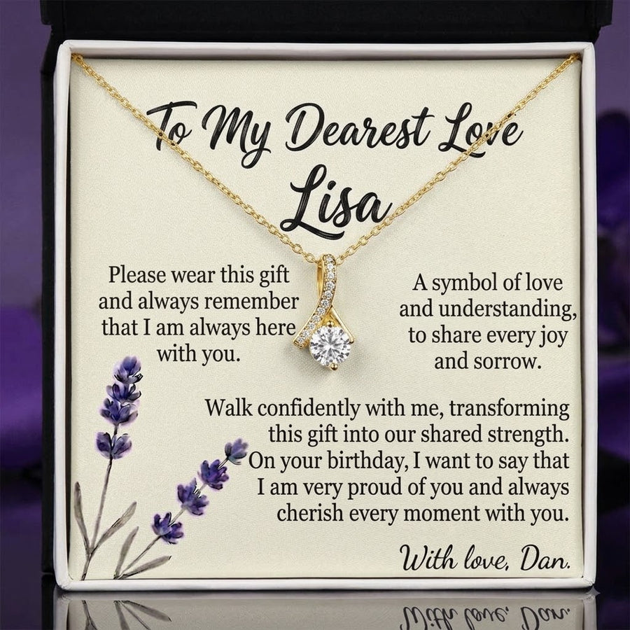 Personalized Love Necklace for Wife Girlfriend, Custom Name Necklace Gift with Message Card, Anniversary Birthday Jewelry Gift for Her