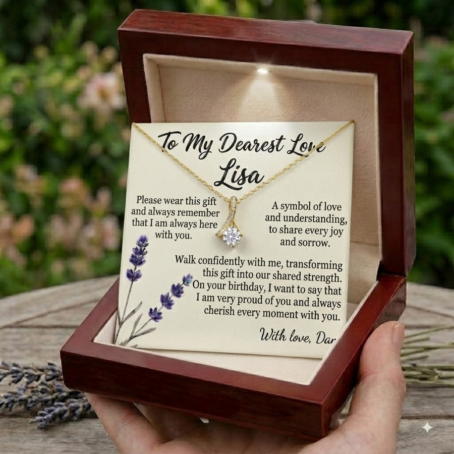 Personalized Love Necklace for Wife Girlfriend, Custom Name Necklace Gift with Message Card, Anniversary Birthday Jewelry Gift for Her