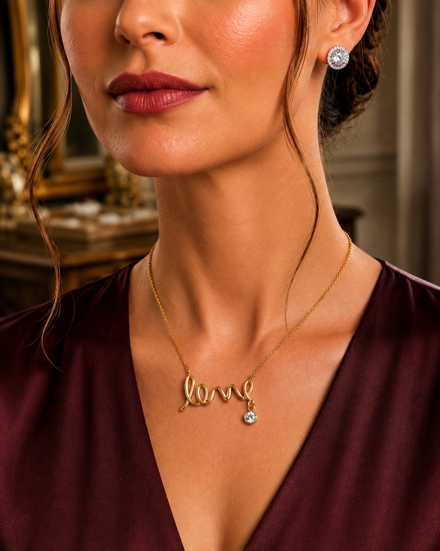 Personalized Love Necklace for Wife Girlfriend, Custom Name Necklace Gift with Message Card, Anniversary Birthday Jewelry Gift for Her