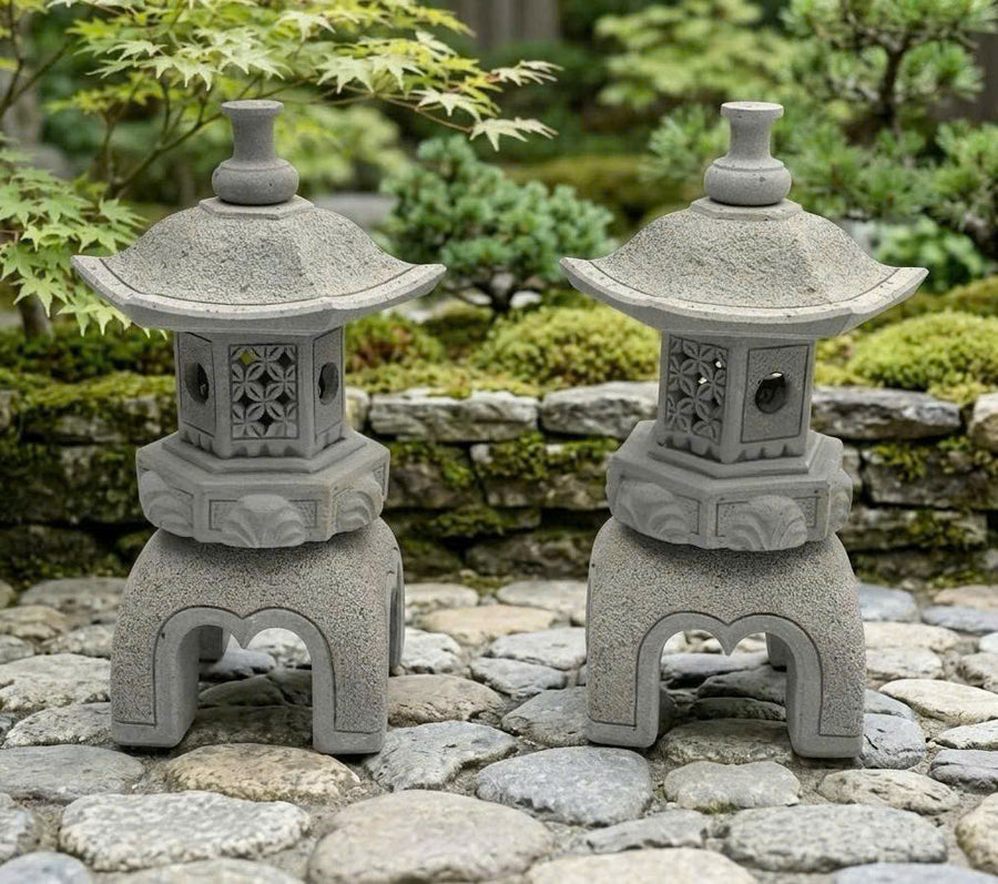 Hand-Carved Natural Sandstone Pillar Candle Holders - Pair of 21" Rustic Vintage Candlestick Holders for Mantle & Dining Table (Set of 2 - Included Express Shipping)