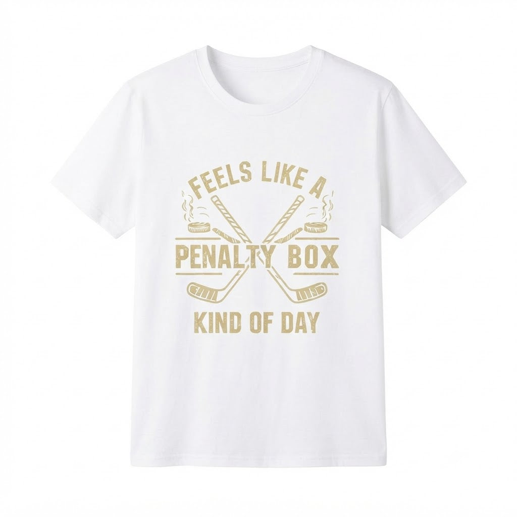 Feels Like a Penalty Box Kind of Day T-Shirt – Funny Hockey Enthusiast Graphic Tee, Sporty Humor Casual Unisex Crew Neck Top