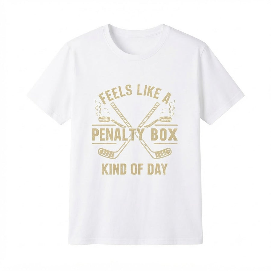 Feels Like a Penalty Box Kind of Day T-Shirt – Funny Hockey Enthusiast Graphic Tee, Sporty Humor Casual Unisex Crew Neck Top