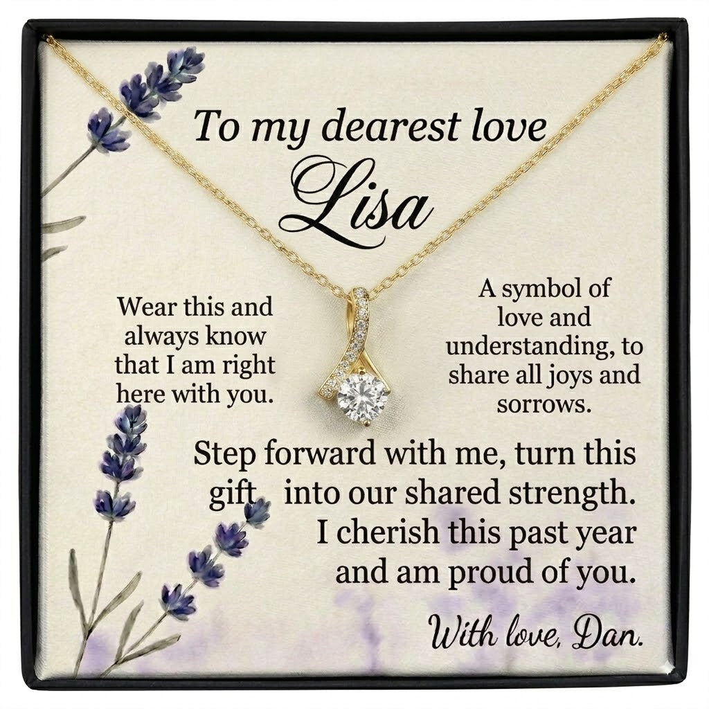 Personalized Love Knot Necklace for Wife Girlfriend, Custom Name Necklace Gift with Message Card, Anniversary Birthday Jewelry Gift for Her