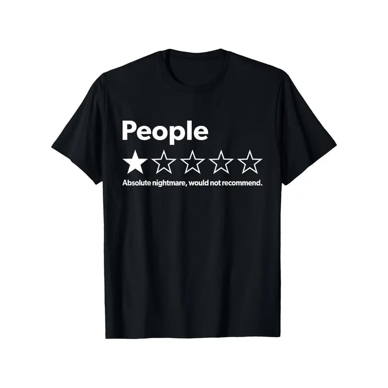 Unisex Adult 100% Cotton Short-Sleeve Streetwear T-Shirt - Black, Funny 1-Star Review Graphic Top, Casual Outdoor Garment for Men & Women