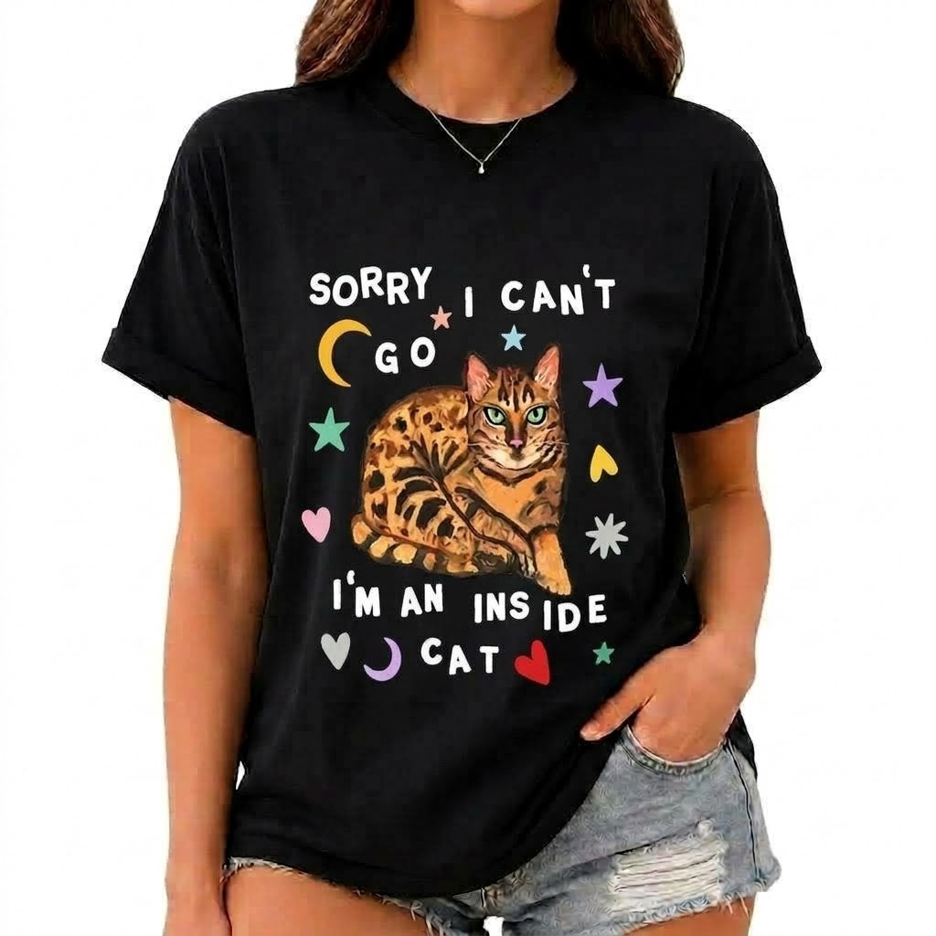 "Sorry I Can't Go" Funny Cat Graphic Tee