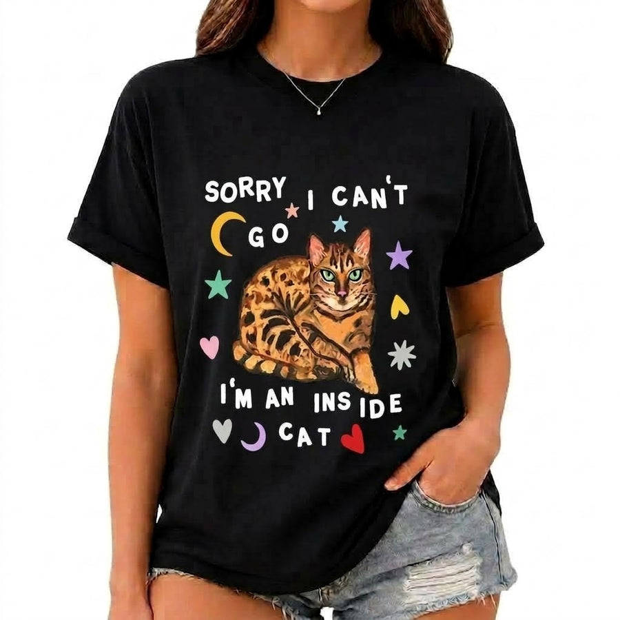 "Sorry I Can't Go" Funny Cat Graphic Tee