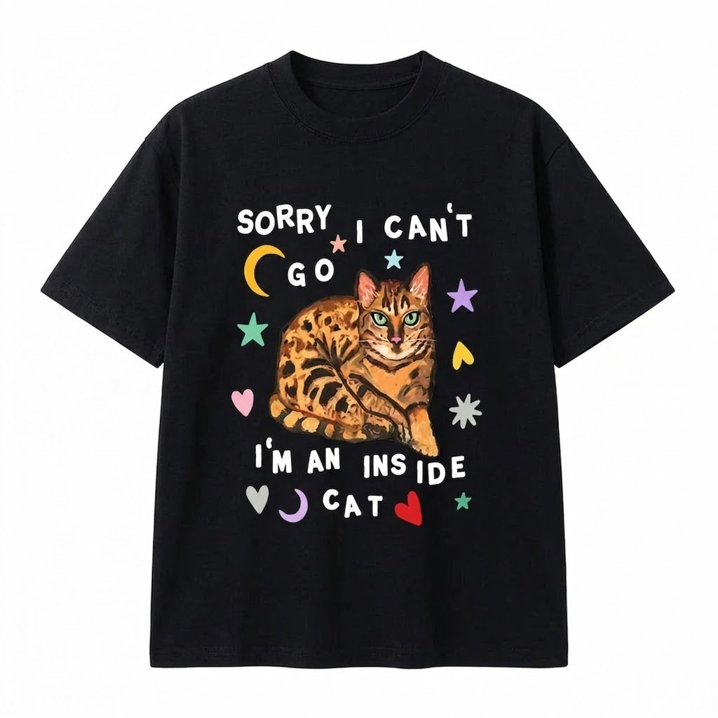 "Sorry I Can't Go" Funny Cat Graphic Tee