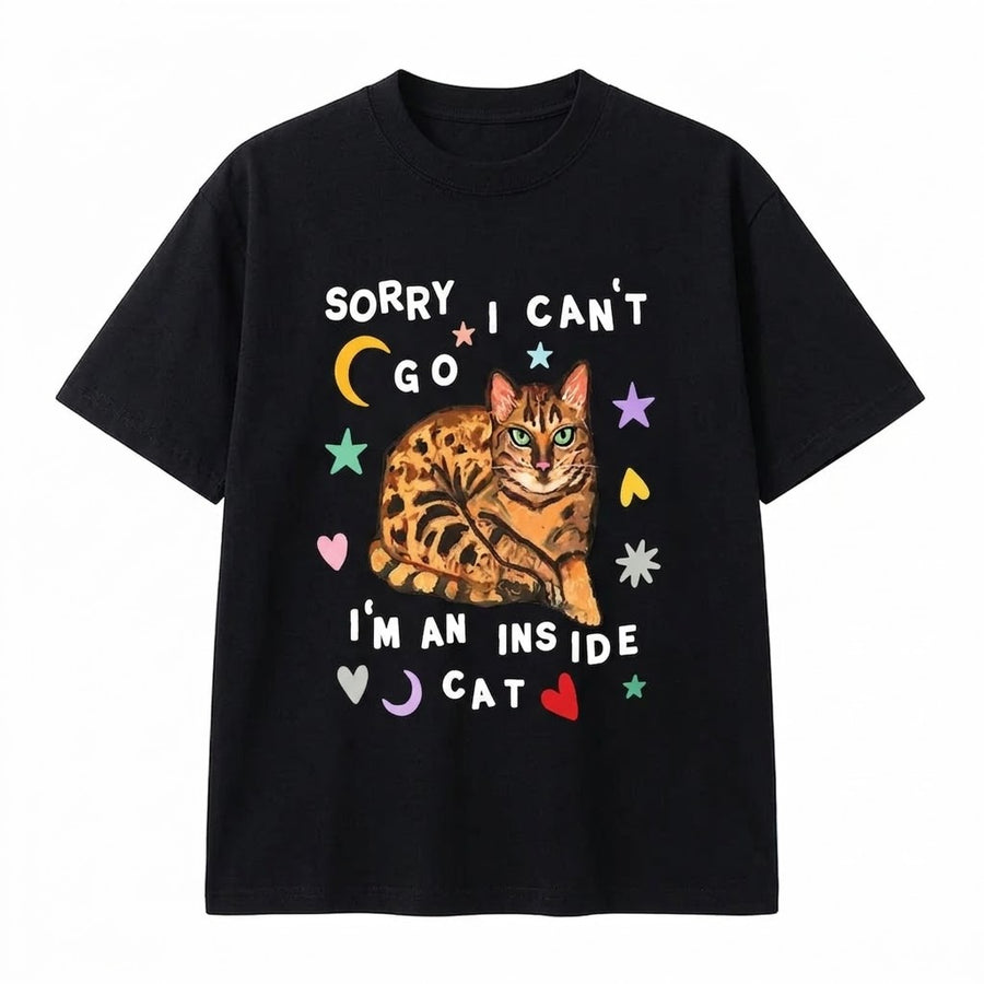 "Sorry I Can't Go" Funny Cat Graphic Tee