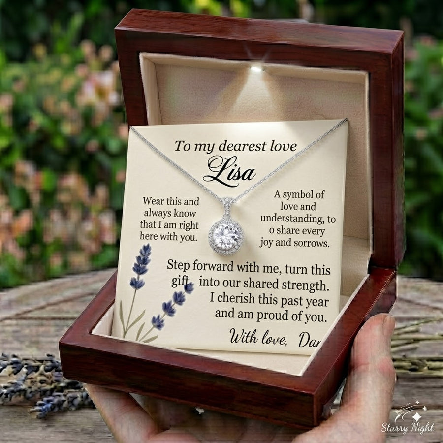 Personalized Love Necklace for Wife Girlfriend, Custom Name Necklace Gift with Message Card, Anniversary Birthday Jewelry Gift for Her