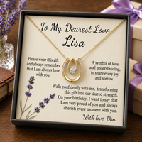 Personalized Love Necklace for Wife Girlfriend, Custom Name Necklace Gift with Message Card, Anniversary Birthday Jewelry Gift for Her