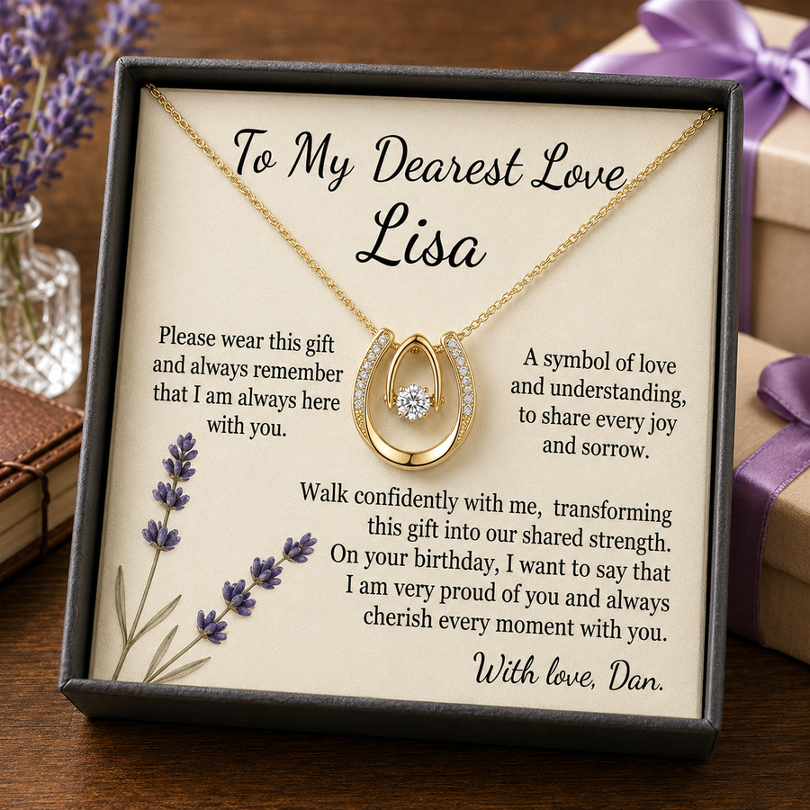 Personalized Love Necklace for Wife Girlfriend, Custom Name Necklace Gift with Message Card, Anniversary Birthday Jewelry Gift for Her