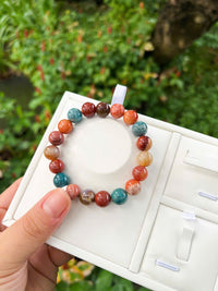 Thumbnail for CORAL STRETCH ROUND BRACELET 10MM, 12MM, HIGH-QUALITY CORAL, JEWELRY GIFT, UNISEX BEADED BRACELET