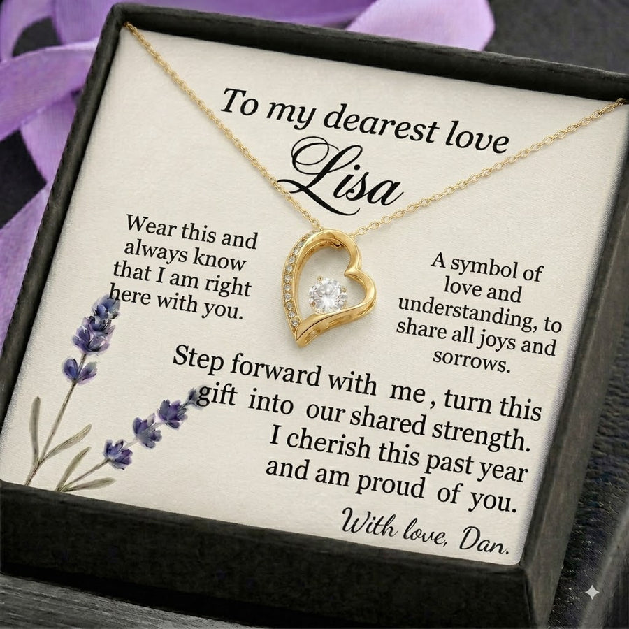 Personalized Love Knot Necklace for Wife Girlfriend, Custom Name Necklace Gift with Message Card, Anniversary Birthday Jewelry Gift for Her
