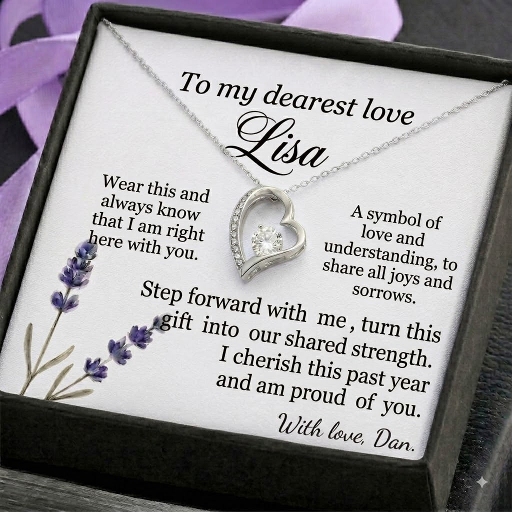 Personalized Love Knot Necklace for Wife Girlfriend, Custom Name Necklace Gift with Message Card, Anniversary Birthday Jewelry Gift for Her