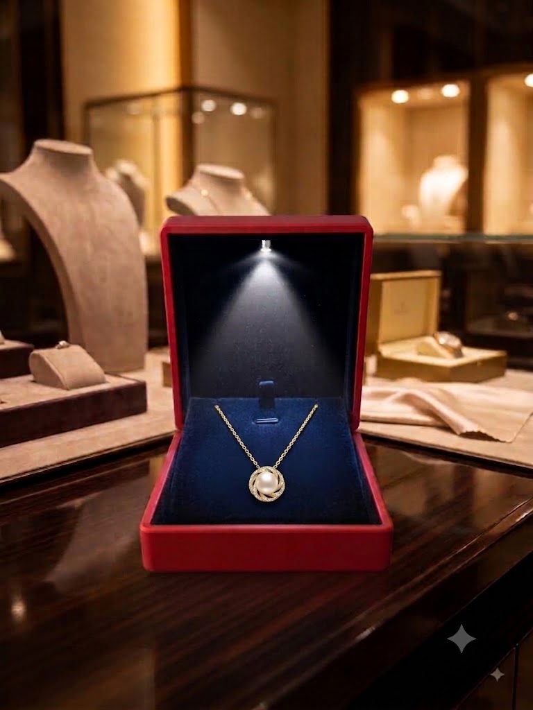Pave Swirl Gold Pearl Pendant Necklace for Women, Luxury Self-Purchase Jewelry, Classic Woven Necklace