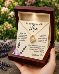 Personalized Love Necklace for Wife Girlfriend, Custom Name Necklace Gift with Message Card, Anniversary Birthday Jewelry Gift for Her