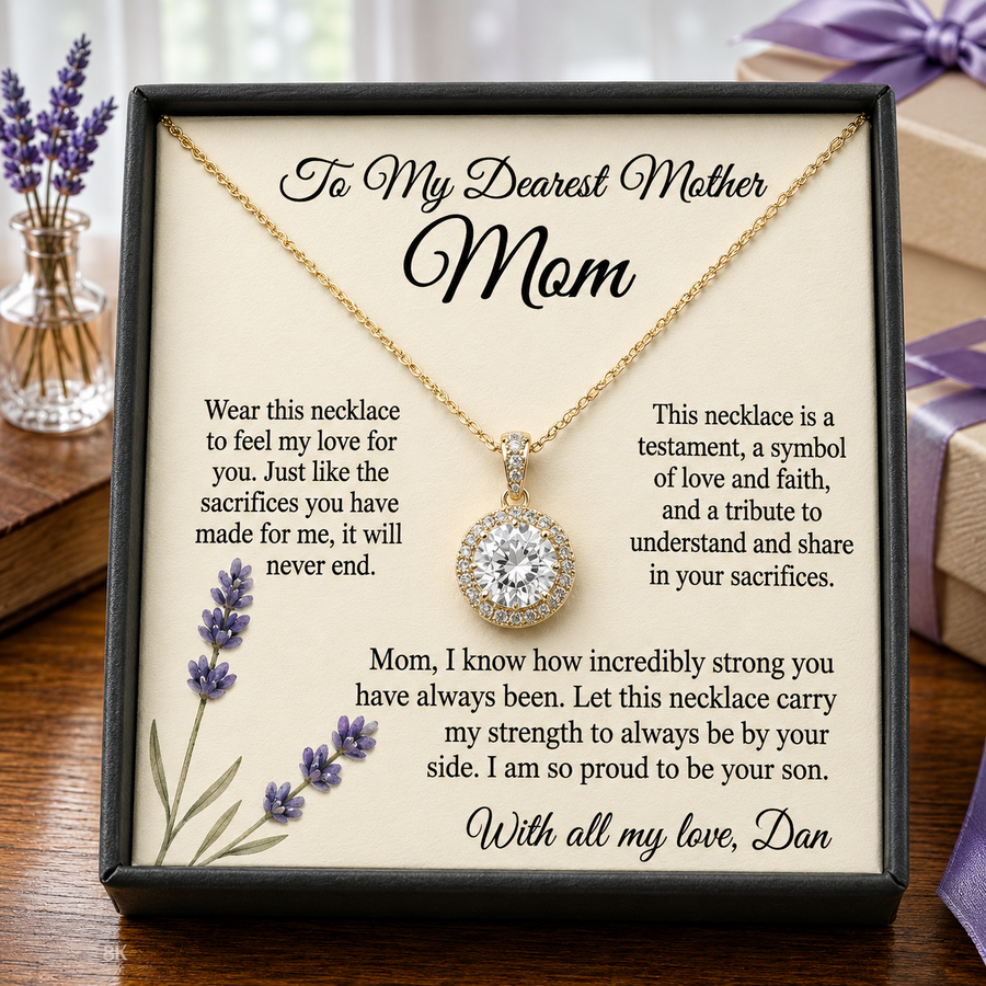 Personalized Love Necklace for MOM, Custom Name Necklace Gift with Message Card, Anniversary Birthday Jewelry Gift for Her