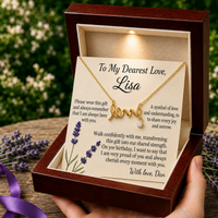 Personalized Love Necklace for Wife Girlfriend, Custom Name Necklace Gift with Message Card, Anniversary Birthday Jewelry Gift for Her