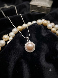 Radiant Halo Pearl Necklace for Women, Elegant Self-Care Jewelry Gift, Timeless Pendant for Yourself