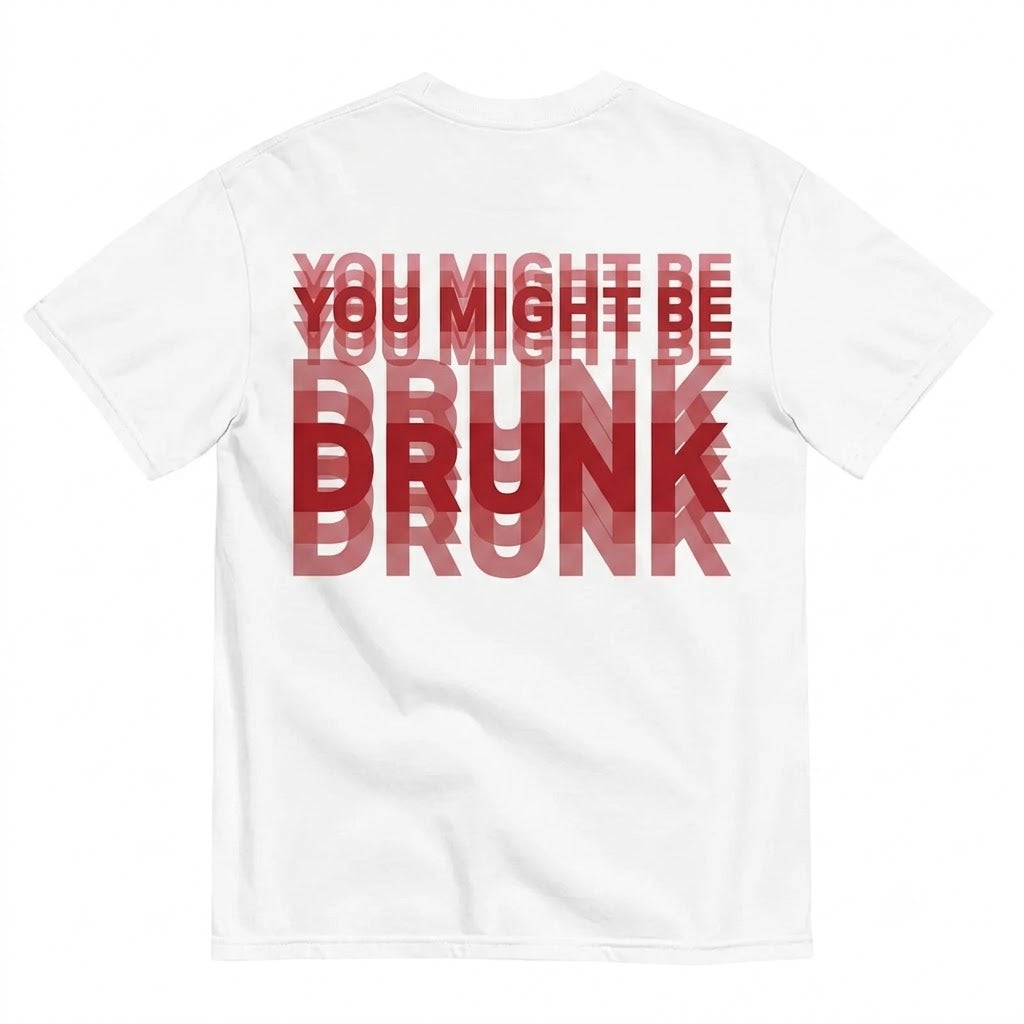 Men's Funny Streetwear Graphic T-Shirt - Unisex "You Might Be Drunk" Print Tops, Short-Sleeve Round Neck Breathable Casual Cotton Gift Tee