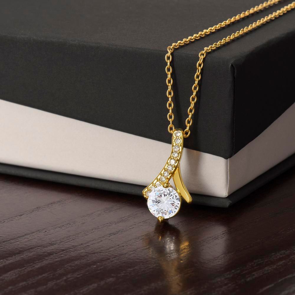 Personalized Love Knot Necklace for Wife Girlfriend, Custom Name Necklace Gift with Message Card, Anniversary Birthday Jewelry Gift for Her