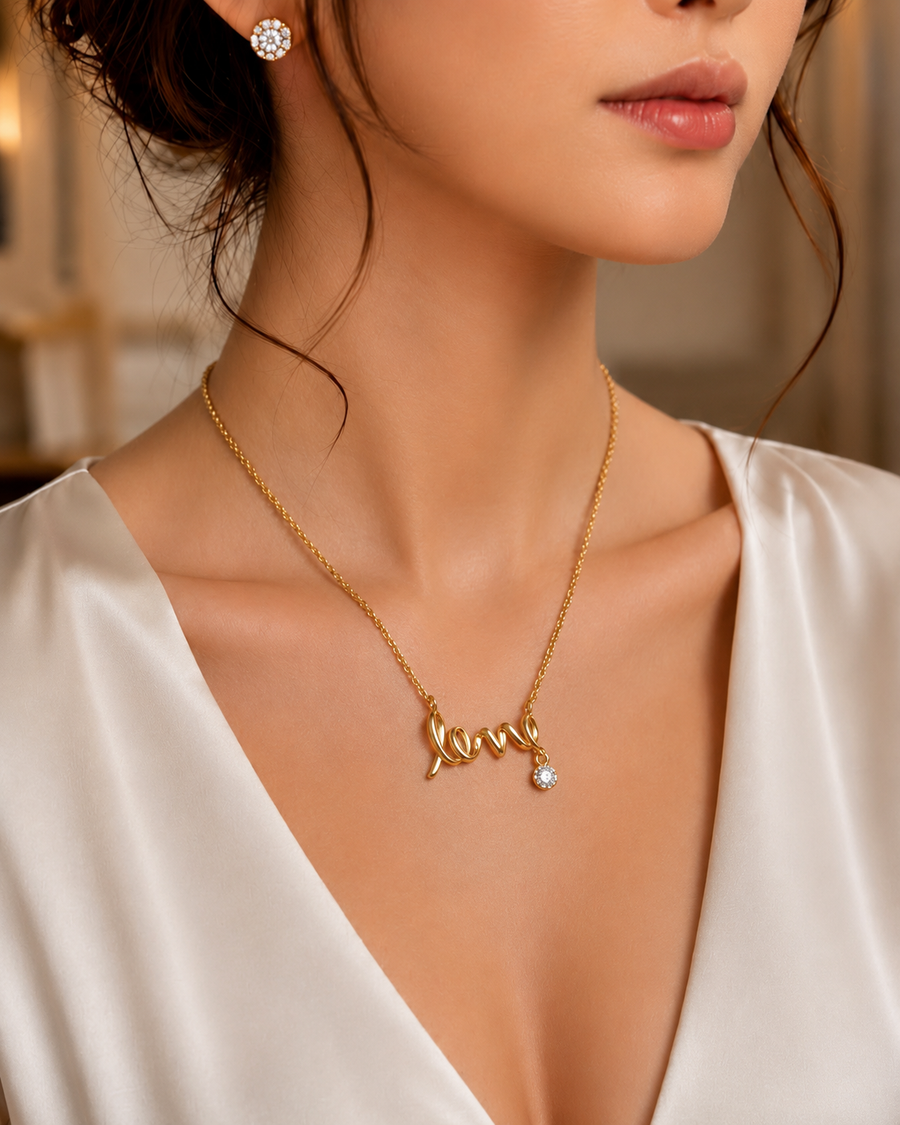 Personalized Love Necklace for Wife Girlfriend, Custom Name Necklace Gift with Message Card, Anniversary Birthday Jewelry Gift for Her