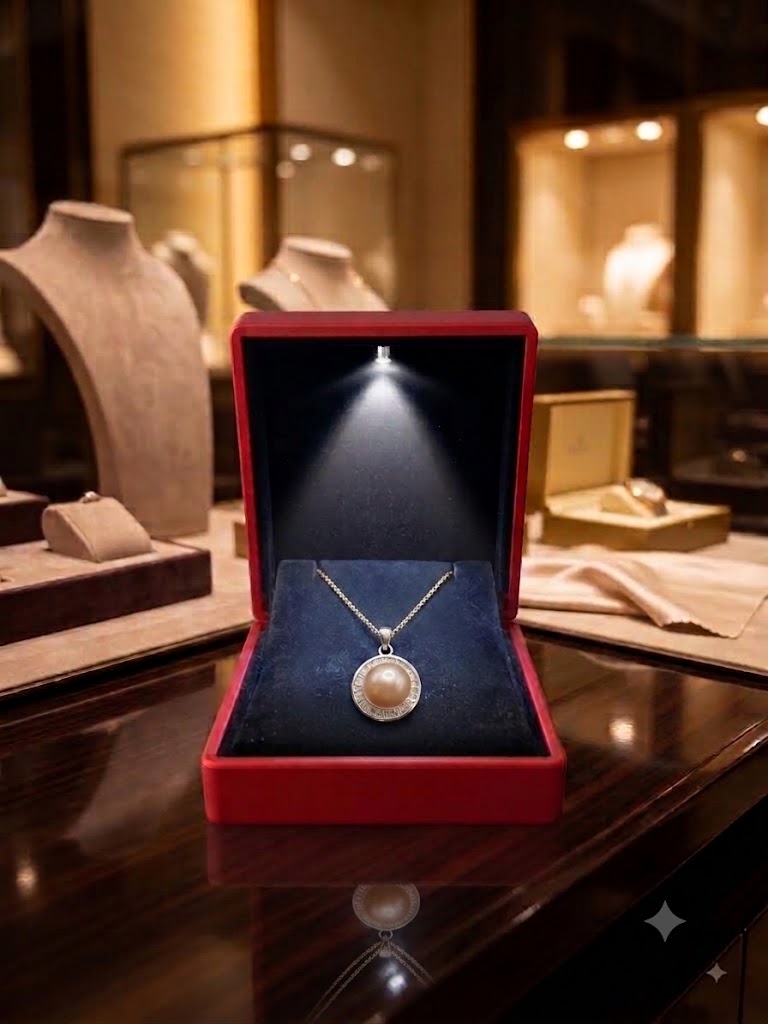 Radiant Halo Pearl Necklace for Women, Elegant Self-Care Jewelry Gift, Timeless Pendant for Yourself