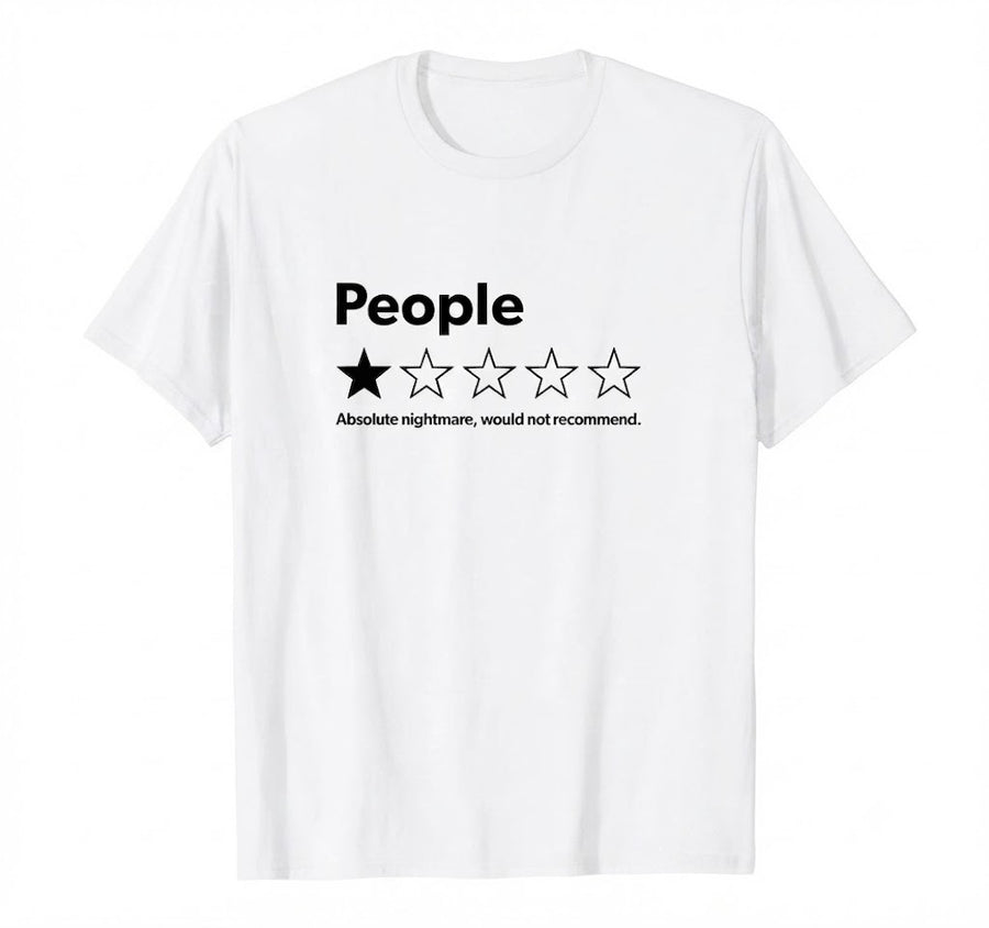 Unisex Adult 100% Cotton Short-Sleeve Streetwear T-Shirt - Black, Funny 1-Star Review Graphic Top, Casual Outdoor Garment for Men & Women