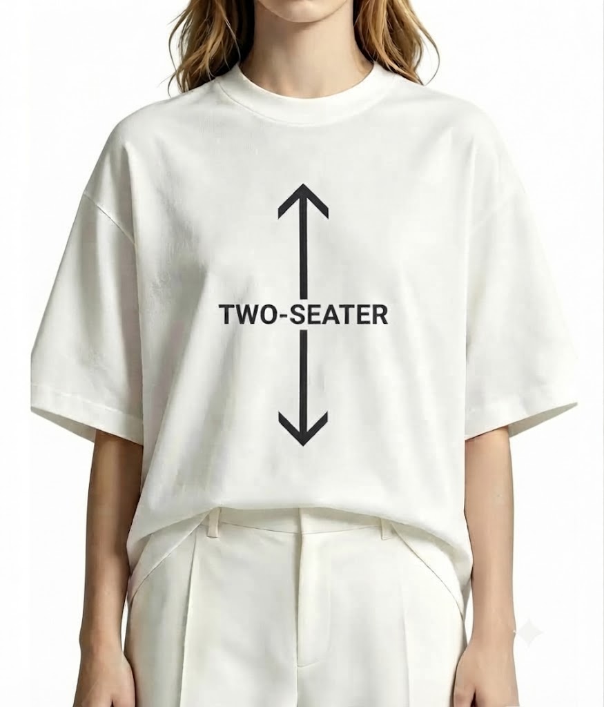 Two-Seater Tee – Funny Heavy Cotton T-Shirt, Witty Humor Shirt for Couples, Matching Gift for Friends & Besties