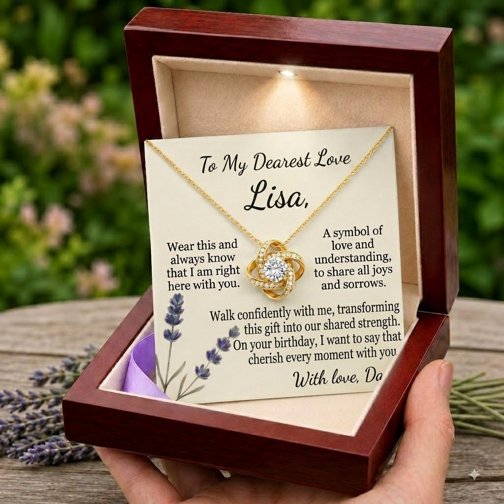 Personalized Love Necklace for Girlfriend, Custom Name Necklace Gift with Message Card, Anniversary Birthday Jewelry Gift for Her