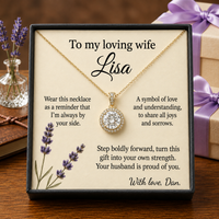 Personalized Love Necklace for Wife Girlfriend, Custom Name Necklace Gift with Message Card, Anniversary Birthday Jewelry Gift for Her