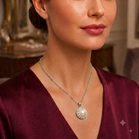 Cluster Crystal Halo Pearl Pendant Necklace, Luxury Self-Reward Jewelry for Women, Elegant Round Necklace Gift for Yourself