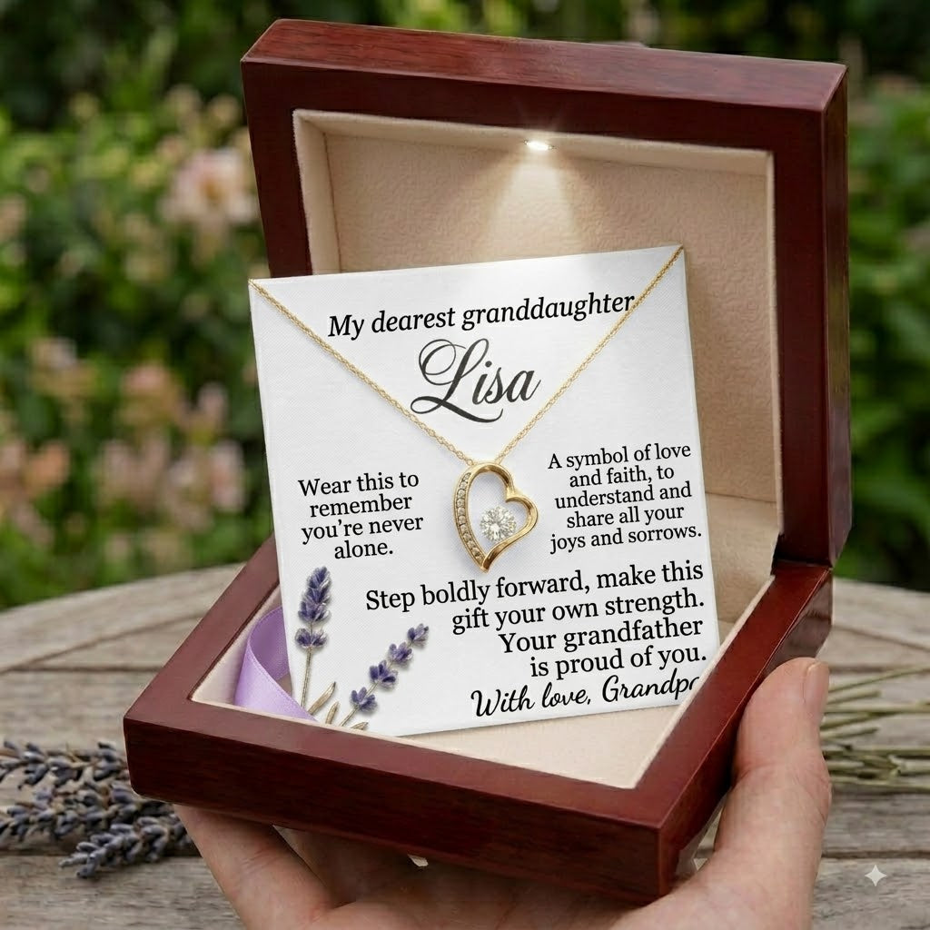 Personalized To My Granddaughter Necklace from Grandpa, Custom Name Jewelry Gift for Granddaughter, Birthday Graduation Gift from Grandfather