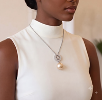Interlocking CC Golden Pearl Pendant Necklace, Luxury Self-Reward Jewelry for Women, Elegant Designer-Inspired Necklace for Yourself