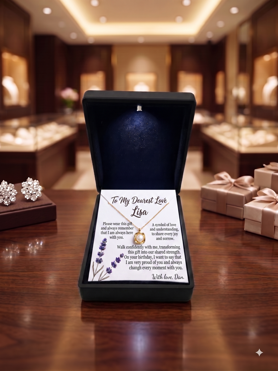 Personalized Love Necklace for Wife or Girlfriend, Custom Name Necklace Gift with Message Card, Anniversary Birthday Jewelry Gift for Her
