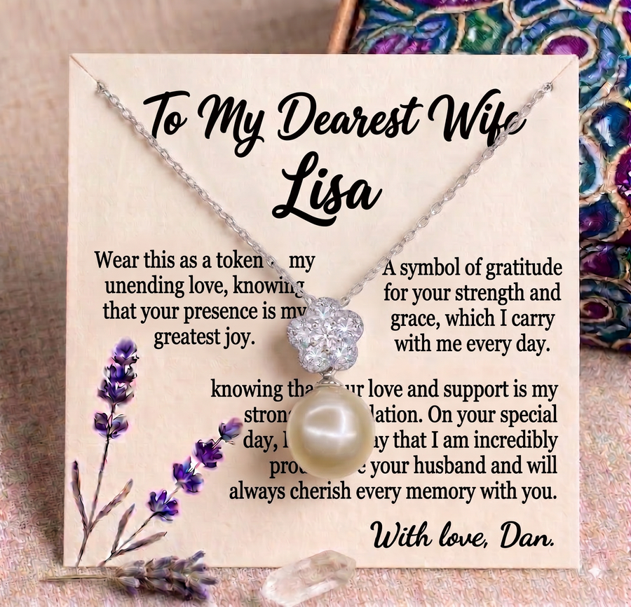 Personalized Love Necklace for Wife or Girlfriend, Custom Name Necklace Gift with Message Card, Anniversary Birthday Jewelry Gift for Her