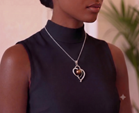Dark Grey Pearl Heart Pendant Necklace for Women, Luxury Self-Reward Jewelry Gift, Elegant Interlocking Heart Necklace for Yourself