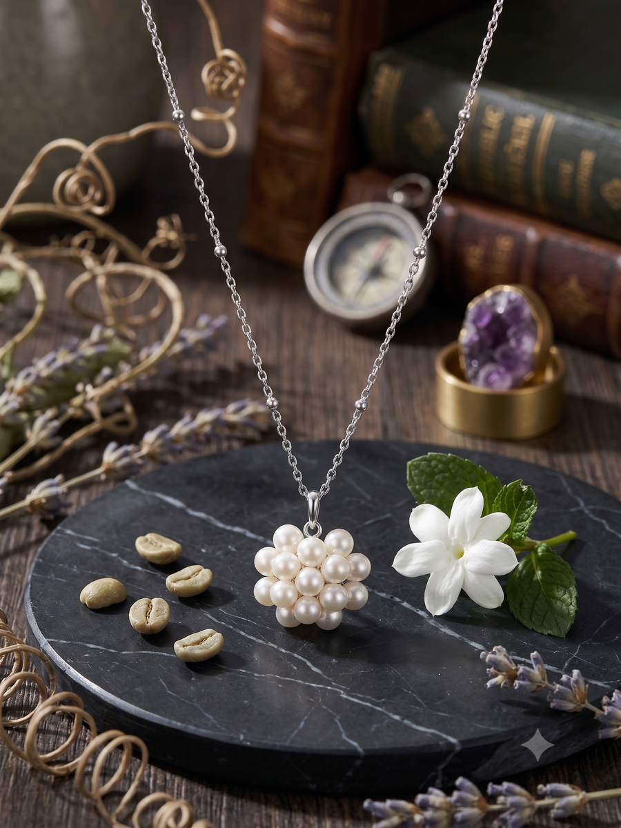 Cluster Pearl Ball Pendant Necklace, Luxury Self-Reward Jewelry for Women, Elegant Multi-Pearl Necklace Gift for Yourself