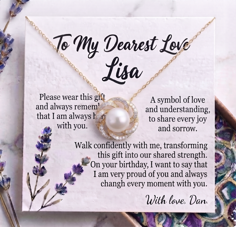 Personalized Love Necklace for Wife or Girlfriend, Custom Name Necklace Gift with Message Card, Anniversary Birthday Jewelry Gift for Her