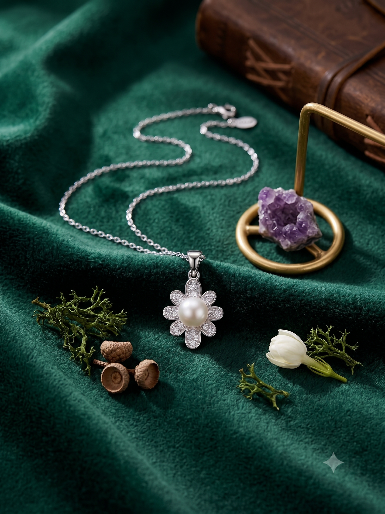 Floral Pearl Pendant Necklace for Women, Luxury Self-Purchase Jewelry, Classic Daisy Necklace Gift