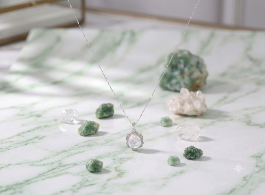 Iridescent Baroque Pearl Halo Pendant Necklace, Luxury Self-Reward Jewelry for Women, Elegant Statement Necklace Gift for Yourself