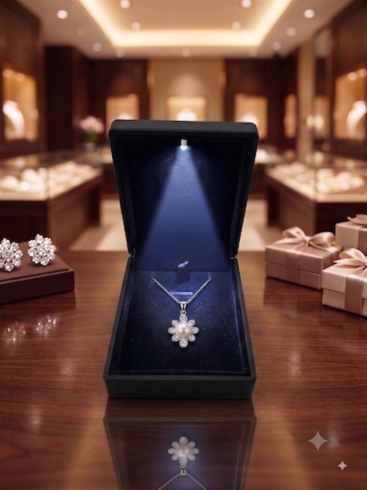Floral Pearl Pendant Necklace for Women, Luxury Self-Purchase Jewelry, Classic Daisy Necklace Gift