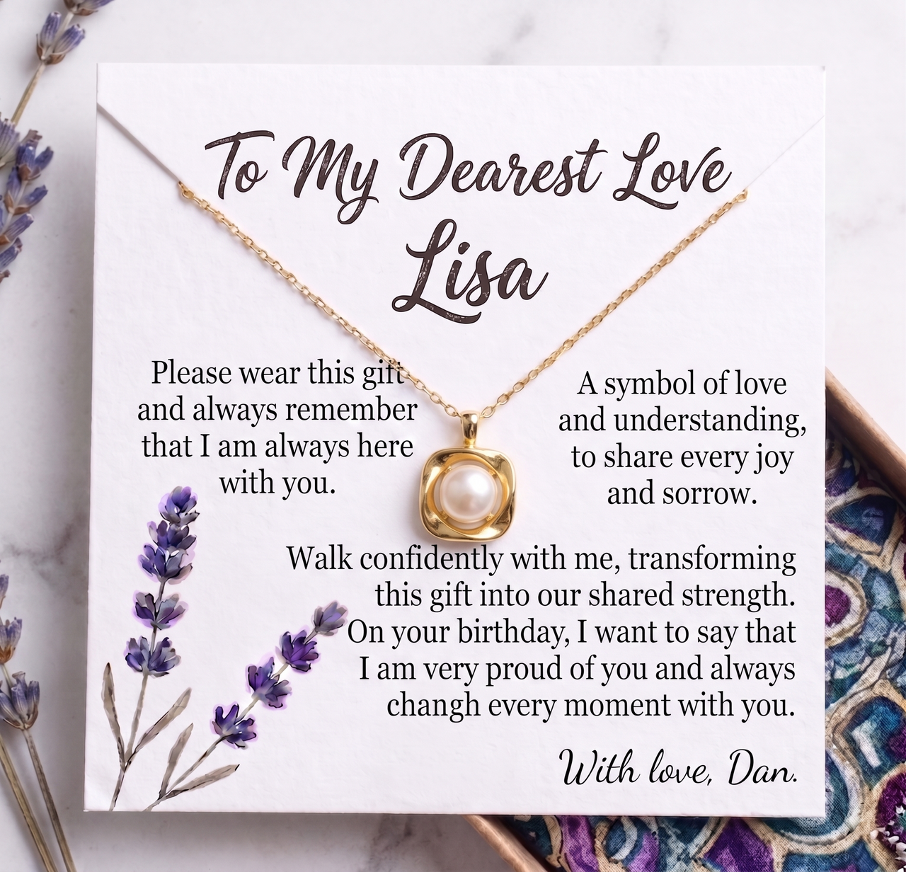 Personalized Love Necklace for Wife or Girlfriend, Custom Name Necklace Gift with Message Card, Anniversary Birthday Jewelry Gift for Her