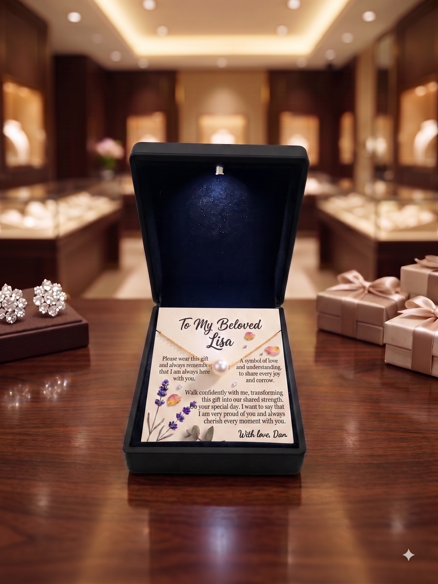 Personalized Love Necklace for Wife or Girlfriend, Custom Name Necklace Gift with Message Card, Anniversary Birthday Jewelry Gift for Her